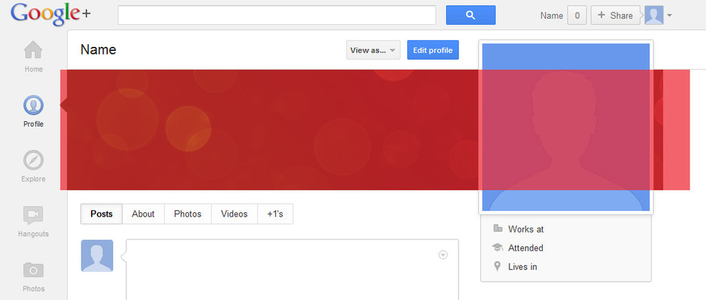 Google+ Profile Template for Photoshop Areas